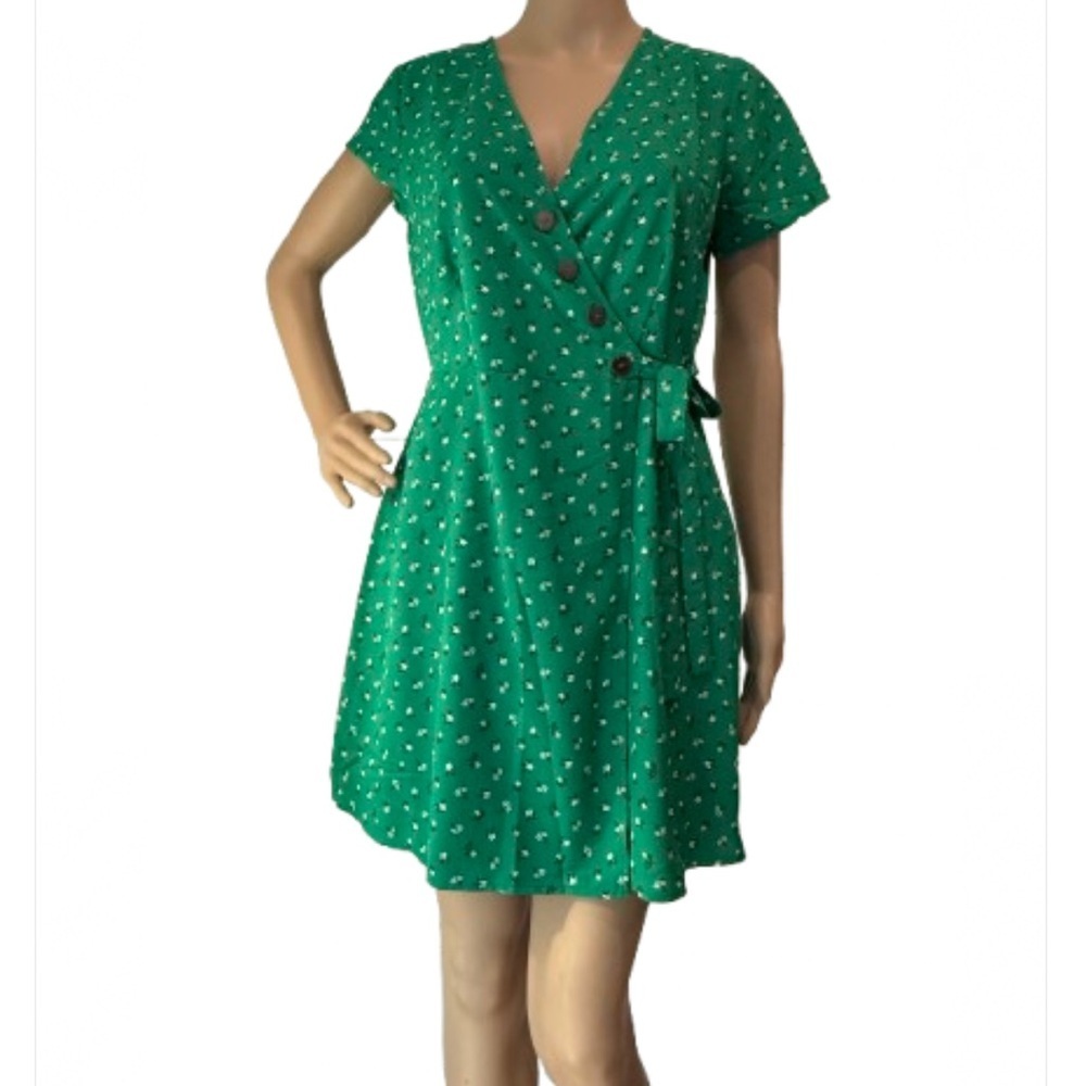 Francesca's Collections Teal Mini Wrap Dress Sz M